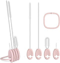 4in1 Straw Cleaner Brush Set, Standing Cleaning Brush Set Includes 7mm &10mm Straw Brushes, Cup Lid Brush, Crevice Brush, for Wide and Narrow Straws, Water Bottles, Cups and Lids, Pink