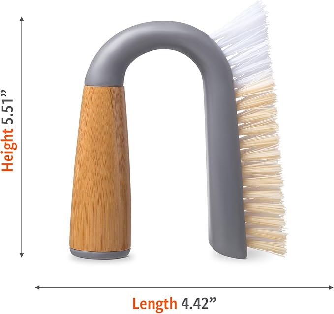 Full Circle Grunge Buster, Grout & Tile Scrub Brush, Recycled Materials, Tough & Durable, Grey