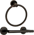 Oil Rubbed Bronze Toilet Paper Holder, Stainless Steel Towel Ring, Double Post Pivoting Toilet Paper Holder and Hand Towel Holder for Bathroom, Bathroom Hardware Accessories Set Brushed Bronze