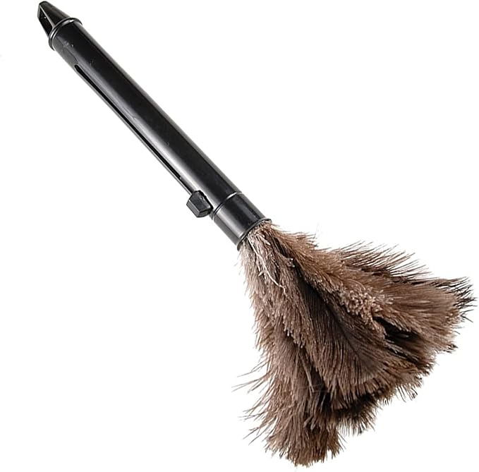 Pwshymi Scalable Dusters, Brown Washable Portable Compact Chicken Feathers Mini Duster with ABS Handle Ability to Collect Dust, Reusable up to 200 Times