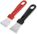 2Pcs Cleaning Scrapers, Scrapers for Ovens Stoves Induction Hob Freezer Stainless Steel Scraper Corner Seam Cleaning Tools Putty Scraper with Plastic Handle for Kitchen(2Pcs)