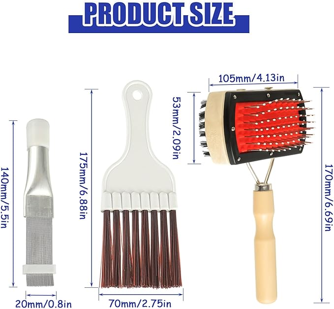 BOJACK Air Conditioner Condenser Fin Cleaning Brush Kit, Fridge Coil Cleaning Brush Supplies, Evaporator Radiator Fin Repair & Fridge Cleaning Tool, Stainless Steel HVAC Coil Cleaner for AC(Pack of 3)