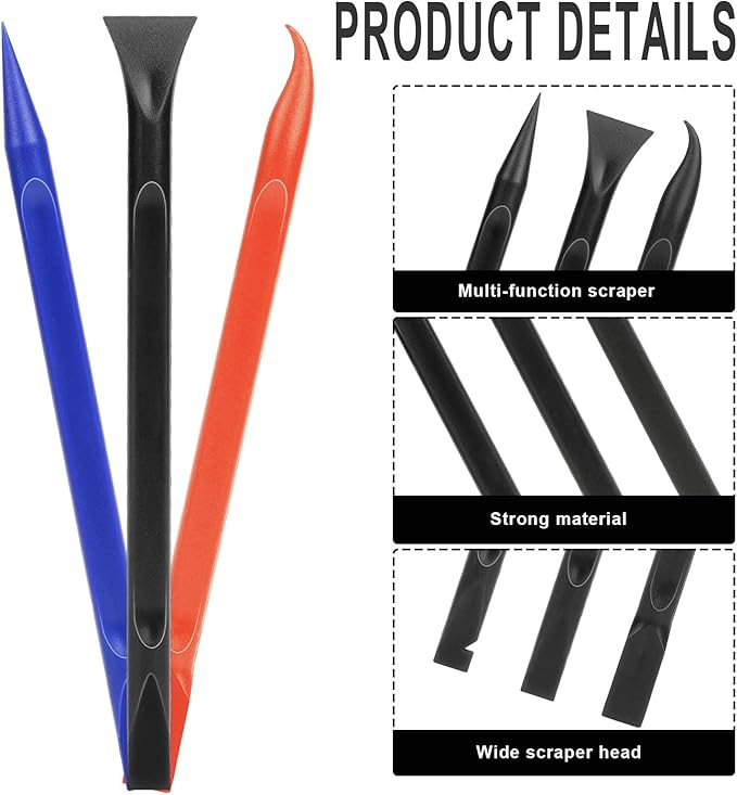 9 PCS Plastic Scrapers Tool for Tight Spaces Non Scratch Label Scrapers Kitchen Scraper Crevice Cleaning Tool Multi-purpose Pen-Shaped Car Detailing Scraper Tools for Remove Stickers Labels Oil Stains