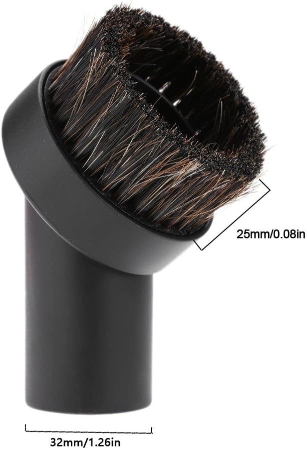 Delaman 32mm Round Dust Brush, 1.25" Small Round Vacuum Cleaner Accessory Vacuum Attachment for Cleaning Vacuum Blinds Hard Small Spaces Soft Bristle