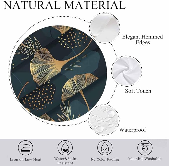 Golden Gingko Leaves Tablecloths for Rectangle Tables Natural Green Foliage Botanical 52x70 Table Cloth for Wedding Party Banquet,Dining Kitchen Table Cover