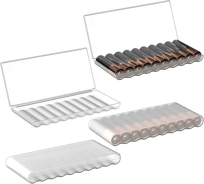 Linkidea 4 Pack Waterproof AAA Battery Organizer Cases, Compact Portable Storage Box Holds 10 Batteries Each for Home, Travel (Clear)