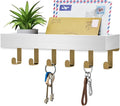 Key Holder Wall Mount Adhesive Magnetic - Hanging Key Hooks with Mail Organizer Tray for Wallet House - Keys Hanger Rack with Shelf for Camper Entryway Door Home Living Room Decor Gold White