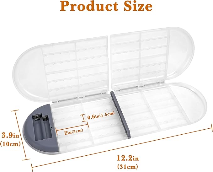 Linkidea Battery Storage Case with Tester, Portable Battery Organizer for 12 AA, 12 AAA, Flat Battery, Single Layer Battery Storage Box (Clear)