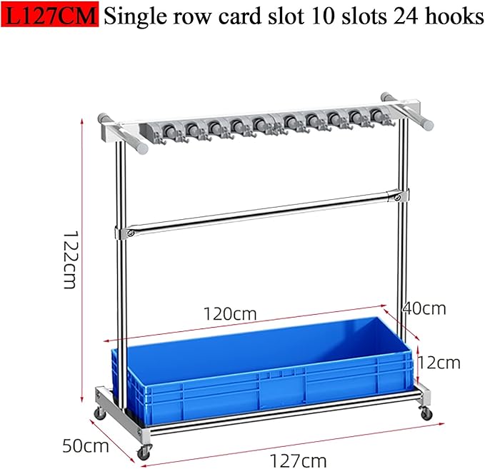 Movable Mop Broom Holder Put Wet Mops Floor Standing Cleaning Tool Rack Stainless Broom Holder Organizer Garden Tool Storage Umbrella Stand For Schools Factori,Blue,L67C