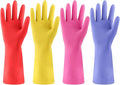 Rubber gloves for dishwashing 4 Pairs, Kitchen gloves for dish cleaning gloves, Reusable (Medium, Colorful)