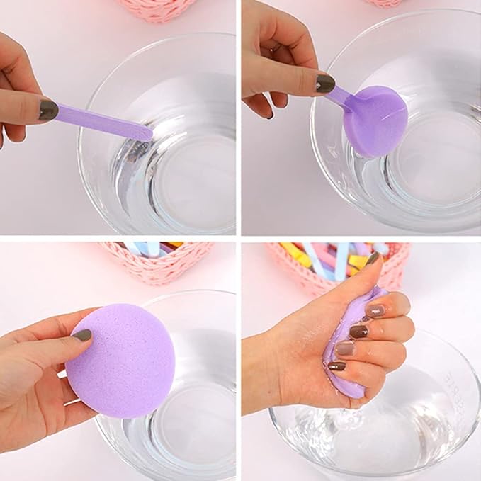 Facial Sponge Compressed,60 Pcs PVA Professional Makeup Removal Wash Round Face Sponges Spa Pads Exfoliating Cleansing for Women,Blue,Purple