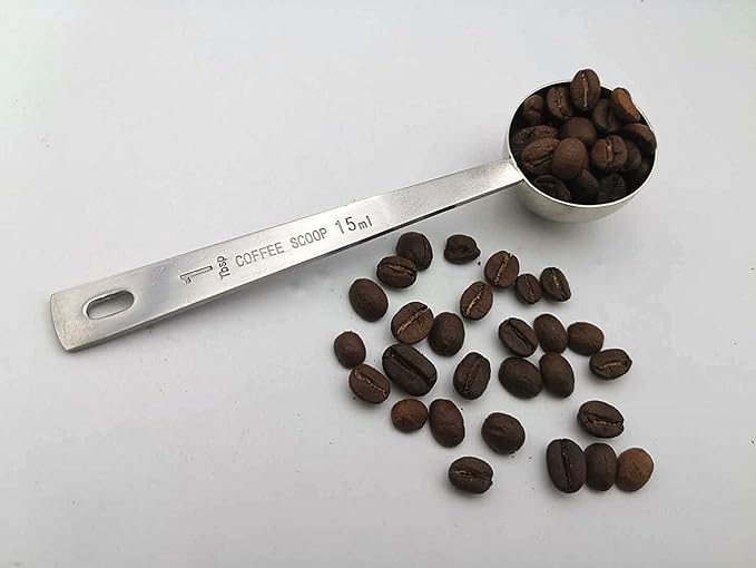 Coffee Scoop 1tbsp /15ml Measuring Spoons Tablespoon Stainless Steel Stirring Spoon with Coffee Machine Cleaning Brush Set