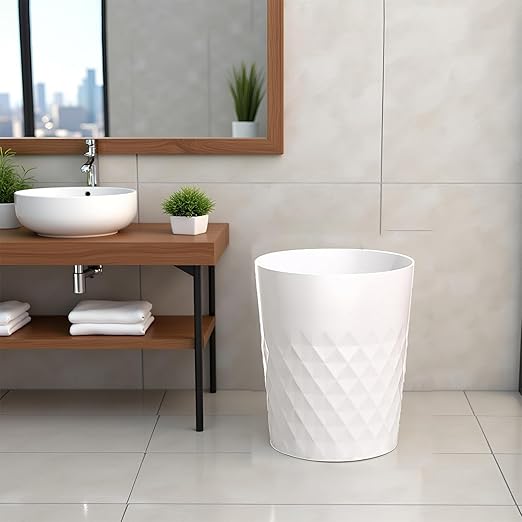 Bathroom Trash Can 1.8 Gallon Garbage Can Waste Basket Recycling Bin for Dorms Bedrooms Offices Kitchens, 2 Pack White