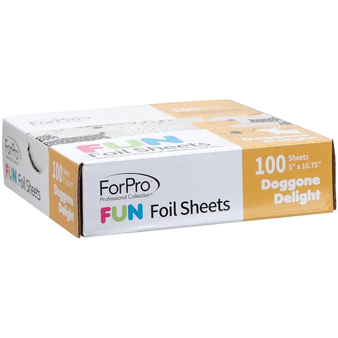 ForPro Professional Collection FUN Doggone Delight 5" Foil Sheets, Aluminum, Pop-Up Foil Dispenser, Hair Foils for Color Application & Highlighting Services, Food Safe, 5” W x 10.75” L, 100-Count