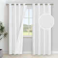 YoungsTex White Linen Blackout Curtains for Bedroom, Long Thermal Insulated Drapes with Grommet Full Room Darkening Energy Saving for Living Room, 2 Panels, 52 X 84 Inch