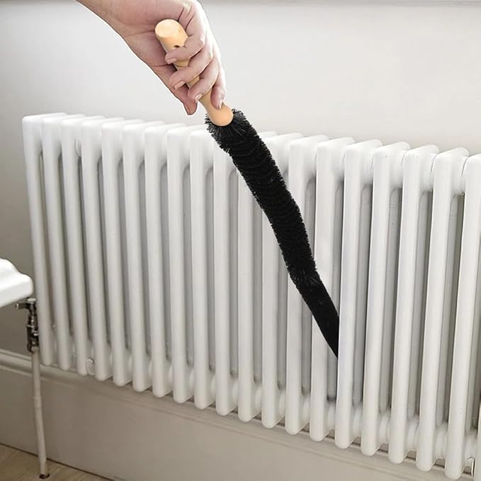 Radiator Cleaner Brush For Home Use, Bendable Long Thin Duster With 70Cm/75cm Wooden Handle, Nylon Bristles For Vents, Dryer Ducts, Baseboard Heaters And Hard-to-Reach Spaces(70cm)