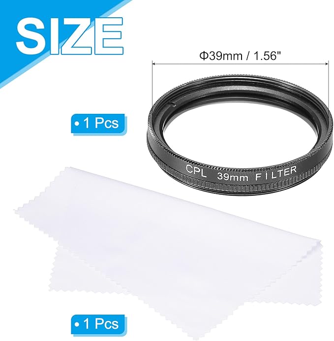 MECCANIXITY 39mm Circular Polarizer Filter, Double Sided Multi-Layer Coatings Polarizing Filter with Cleaning Cloth for Camera Lens