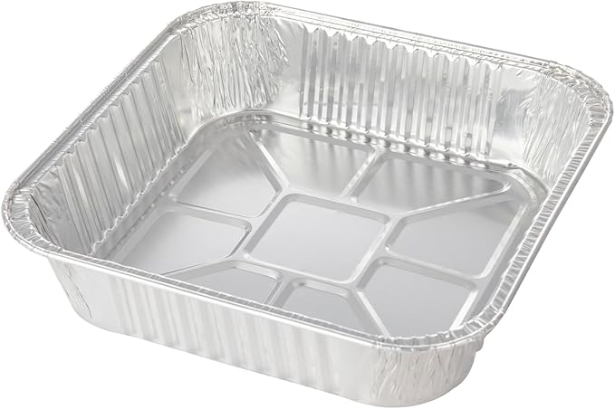 50pack- 8 x 8 Aluminum foil Pans Disposable,Heavy Duty Square baking Cake Pans, Cooking Tins Homemade Breads Oven, Baking Roasting Pan