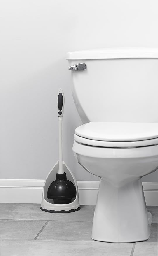 Superio Toilet & Sink Plunger and Holder Grey, 2-Pack
