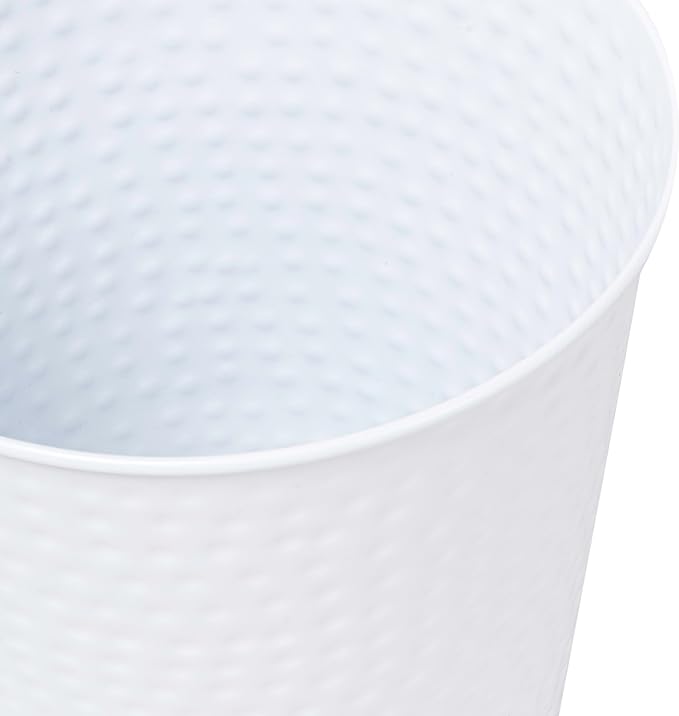 happimess HPM1110D Axel Modern Minimalist Hammered Steel 2-Gallon Wastebasket for Home, Bathroom, Living Room, Office, Bedroom, Kitchen, Matte White