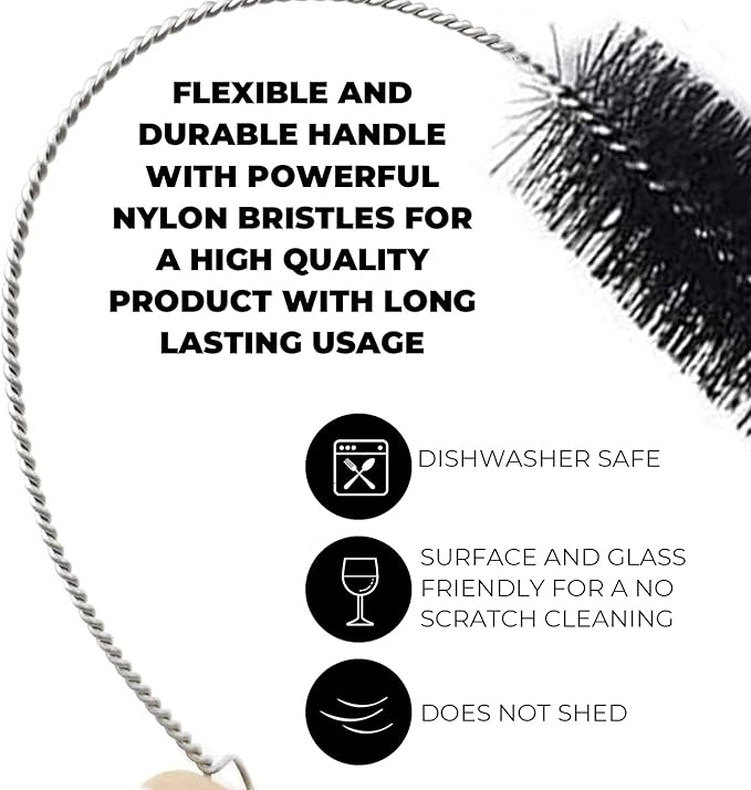 10" Tube Cleaning Brush Set, 5 Pack Small, Extra Long Nylon Straw Brushes with Flexible Handles for Bottles, Cleaning Straws, Pipe Cleaners, Keyboard, Glass, Guns, Detailing and Deep Cleaning, Green