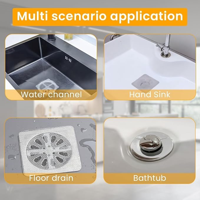 25 Pack,4" X 4" Disposable Shower Drain Cover Hair Catcher, Square Shower Drain Mesh Sticker, Bathroom, Laundry, Bathtub, Kitchen, Sink, for Human & Pet (25 PCS)
