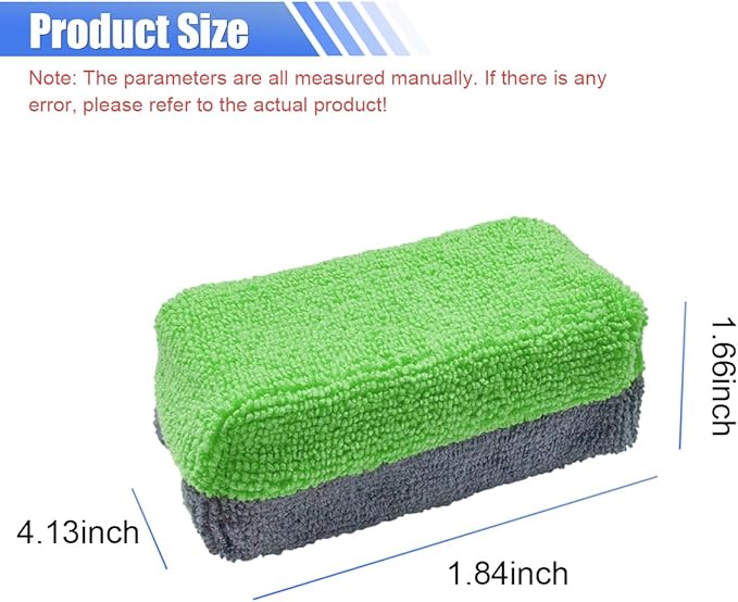 12PCS Ceramic Coating Applicator Sponge, Microfiber Rectangular Auto Polishing Cleaning Pads, Universal Automotive Detailing Sponge for Car Wax, Paint, Sealant Application (Green)