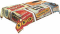 Vintage Car Tin Signs Table Linens 52x70 Old Rusty Posters Retro Auto Service Flyer Table Cloth Rectangle Table for Dining Kitchen Banquet Party Decorative Outdoor Picnic