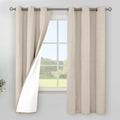 YoungsTex Oatmeal Linen 100% Blackout Curtains 63 Inch Length for Bedroom, Thermal Insulated Black Out Drapes with Grommets Privacy for Living Room Window, 2 Panels, 42 X 63 Inch