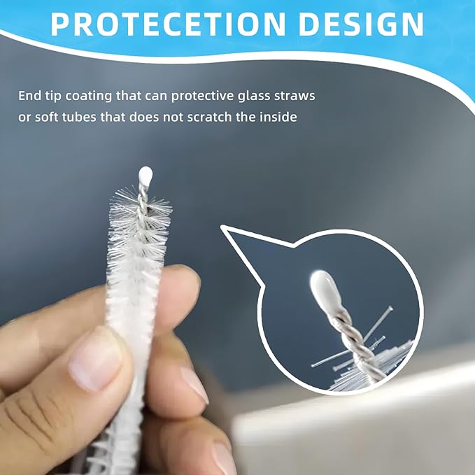 Cleaning Brushes for Reusable Drinking Straws, Set of 5, Long Wire Handle, Bottle and Straw Cleaner for Stanley Mug, Sippy Cup, Water Bottle and Tubes, Reusable and Flexible