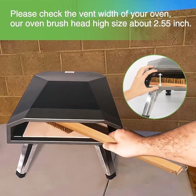 Lrui Pizza Oven Brush,Copper Wire Pizza Stone Cleaning Brush with Scraper,Outdoor Pizza Oven Accessories.