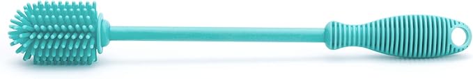 Chicco 9.5” Silicone Bottle Brush with Food-Grade Silicone Bristles | Dishwasher & Sterilizer Safe | Non-Slip, Comfort Grip Handle | Hangs for Drying & Storage | Teal