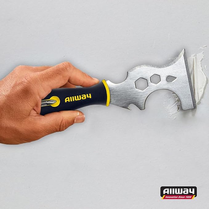 ALLWAY DSXG16 Soft Grip 16-in-1 Painter's Multi Tool with Hammer End and 2 Screwdriver Bits