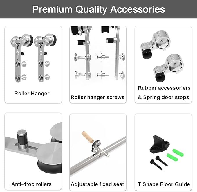 TSMST 6.6FT Sliding Barn Door Hardware Kit, Stainless Steel Heavy Duty Sturdy Barn Door Track for Double Wood Door, Slide Smoothly Quietly (Y Style)