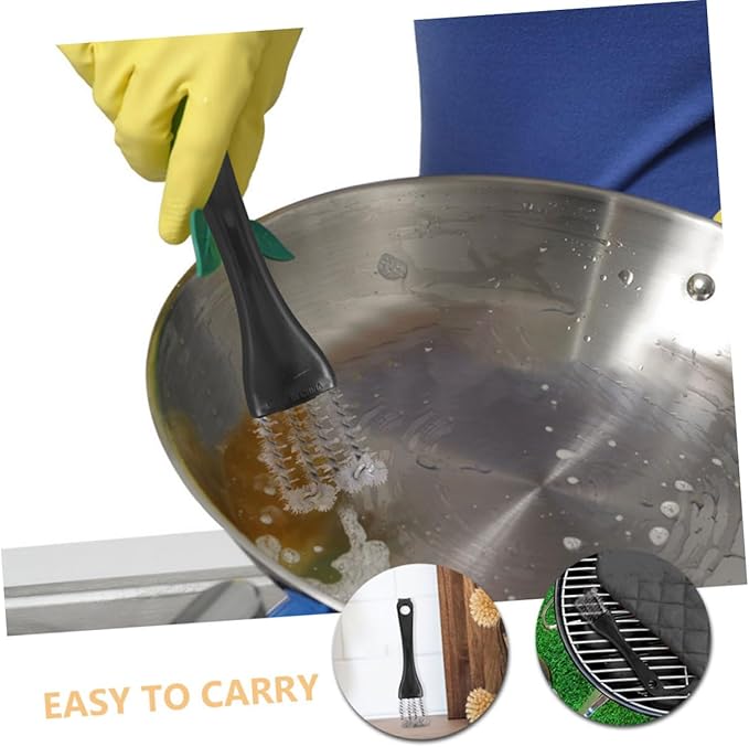 VANZACK 2pcs Versatile Stove Cleaning Brush Compact Grill Brush for Kitchen Stovetop Barbecue and Camping