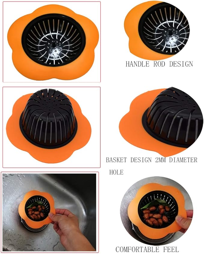 Kitchen Sink Strainer 4 Pack, Pouring strainers，Drain FilterLarge Wide Rim 4.5" Diameter (4.5" Diameter, 4 Color)
