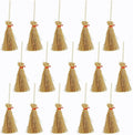 15 PCS Mini Straw Brooms Artificial Miniature Craft Witch Broom with Red Ropes for Hanging Halloween Party Decorative Accessory