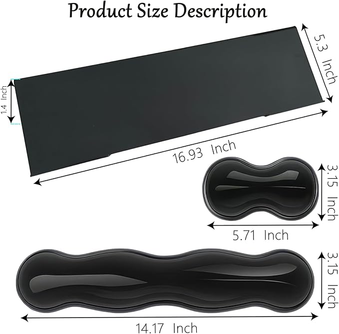 Computer Keyboard Stand with Gel Wrist Rest Set Keyboard Tilted Riser Wrist Pad for Keyboard and Mouse Easy Typing Ergonomic Acrylic Transparent Keyboard Tray Holder for Desktop Office Home Black 3PCS