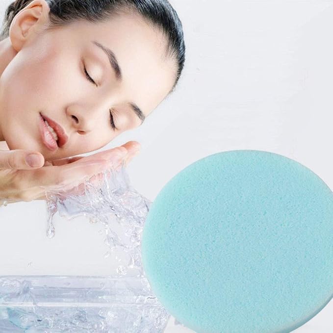 Facial Sponge Compressed,60 Pcs PVA Professional Makeup Removal Wash Round Face Sponges Spa Pads Exfoliating Cleansing for Women,Blue,Purple