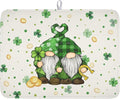St Patrick's Day Gnome Dish Drying Mat for Kitchen Counter,Inch Lucky Shamrock Gold Coin Drying Mat 18 x 24 Inch with Absorbent Reversible Microfiber Dish Drying Pad for Coffee Bar