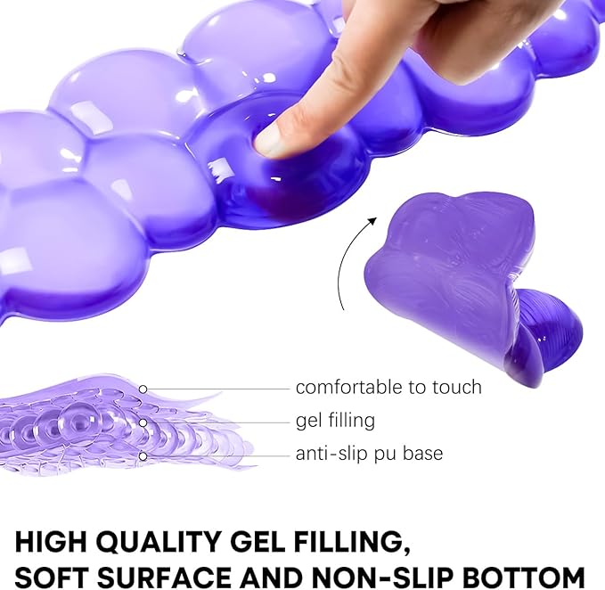 JIKIOU Clear Gel Wrist Rest for Keyboard and Mouse, Cool Silicone Mouse Wrist Rest Set, Cute Ergonomic Wrist Rest for Keyboard Typing Pain Relief, Suitable for Office Computer Laptop Gaming Purple