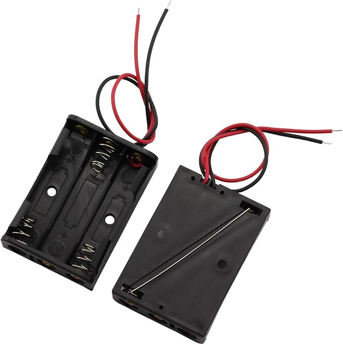 6 Pieces 3 Slots x 1.5V AAA Battery Case Holder Battery Spring Clip Storage Box with 6 inches Wire Leads