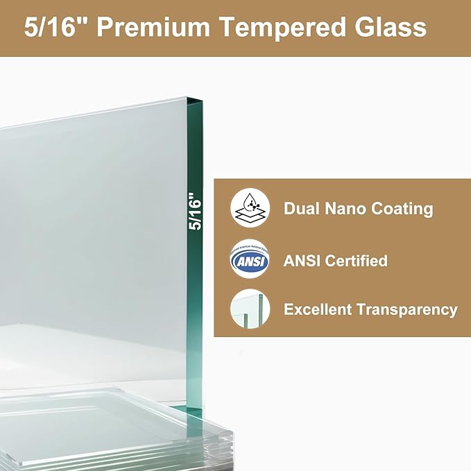 56-60" W x 60" H Double Sliding Bathtub Shower Door, 5/16" (8mm) Tempered Glass Frameless Shower Glass Door, Double Nano Coating, Pull Towel Rack (Brushed Gold)
