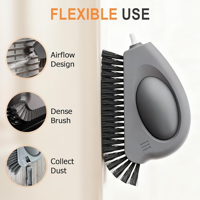 2 in 1 Groove Cleaning Brush, 2025 New Window Track Cleaning Tools, Multifunction Window Track Cleaner with Hard Bristle and Hidden Scraper, Crevice Brush for Sliding Door Track, Window Seal, Sill (1)