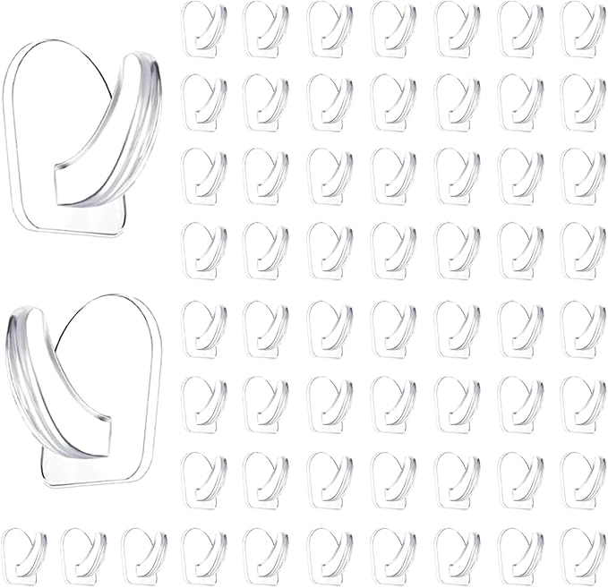 60 Pieces Clear Adhesive Wall Hooks for Hanging, Transparent Sticky Hooks Small Seamless Command Hooks for Kitchen Bathroom Bedroom Office