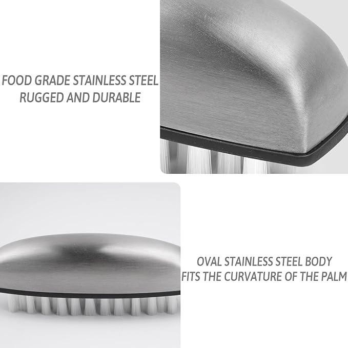 Vegetable and Fruit Cleaning Brush, 304 Stainless Steel Cleaning Brush, Microfiber Scrubbing Pad, Multipurpose Kitchen Tool (White)