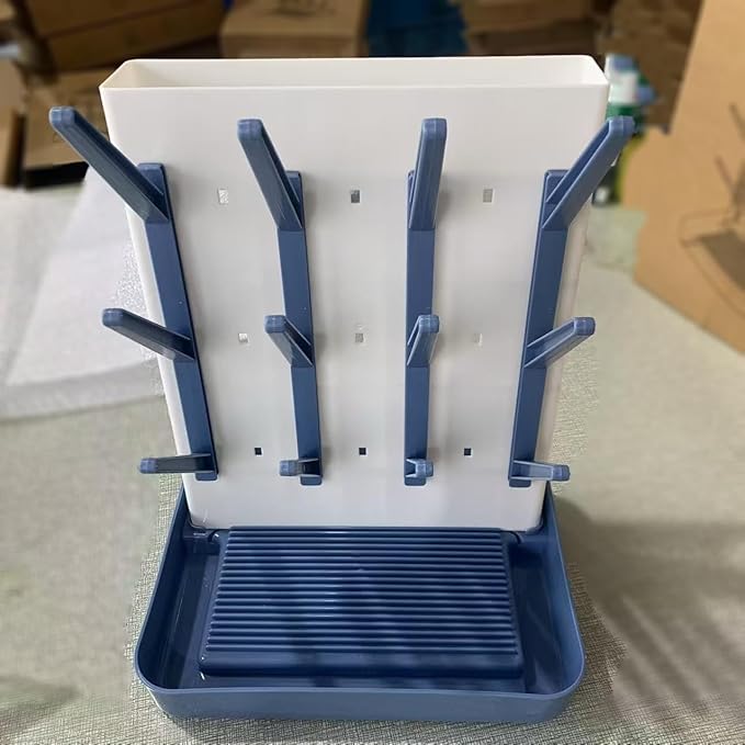 Tecdigbo Baby Bottle Drying Rack, Countertop Bottle Dryer, Cup Drying Rack, for 12Pc Bottles and Accessories,Pump Parts,Pacifiers,for Small Water Cup,Vitality Blue, Free Small Brush for Cleaning