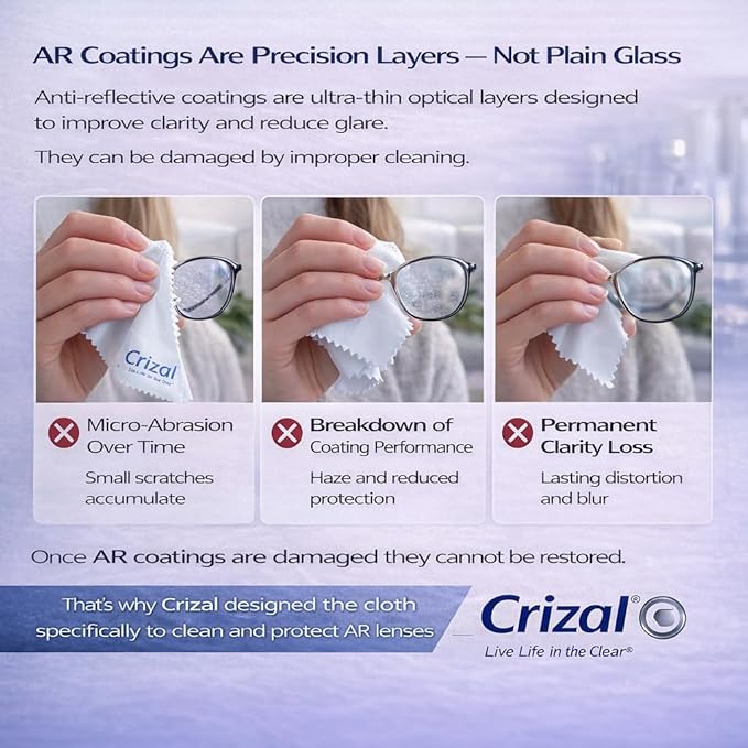 Eyeglass Cleaning Cloths – 8 Pack Premium Microfiber – Designed & Tested for AR-Coated Lenses – Trusted by Optical Professionals