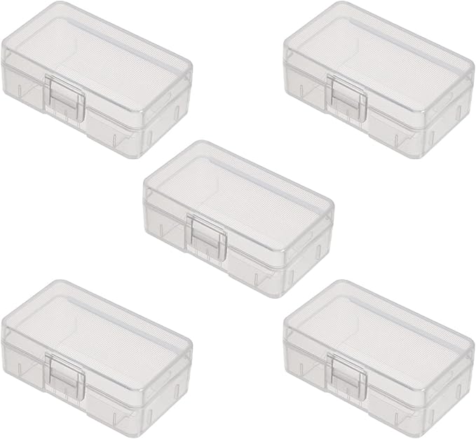 Fielect 5Pcs 9V Battery Storage Case, Battery Organizer for 9V Battery Multipurpose Battery Storage Box Holder Case Transparent for 9V Battery
