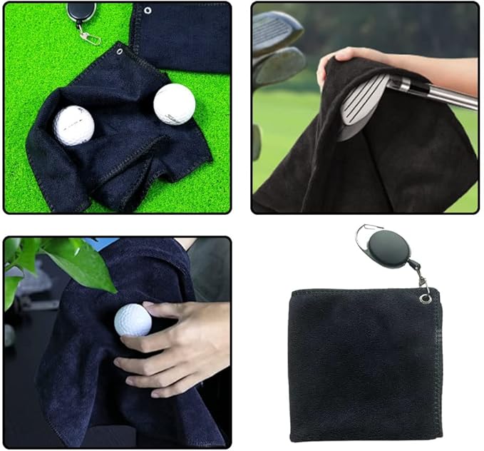 2 Pcs Golf Towels Quick Drying Golf Cleaning Towels with Hook Absorbent Cleaning Towel for Golf Bags Fitness Sport Outdoor Yoga
